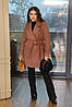 Пальто жіноче з м'якого турецького кашеміру на підкладці застібка ґудзика великі розміри, фото 3