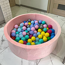 Сухий басейн із кульками в комплекті 200 шт пудрового кольору 100 х 40 см велюр оксамит
