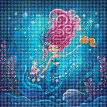 Алмазна мозаїка по номерам на холсті 40*40см Идейка АМО7313 Русалка