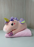 Мягкая игрушка Единорог розовый с пледом