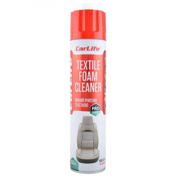 Очиститель салона (ткань) CarLife TEXTILE FOAM CLEANER пенный + щетка, 650 мл. - фото 1 - id-p1761684942