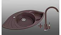 Комплект: мийка гранітна Lexona SEVELIN Коричневий + Кран