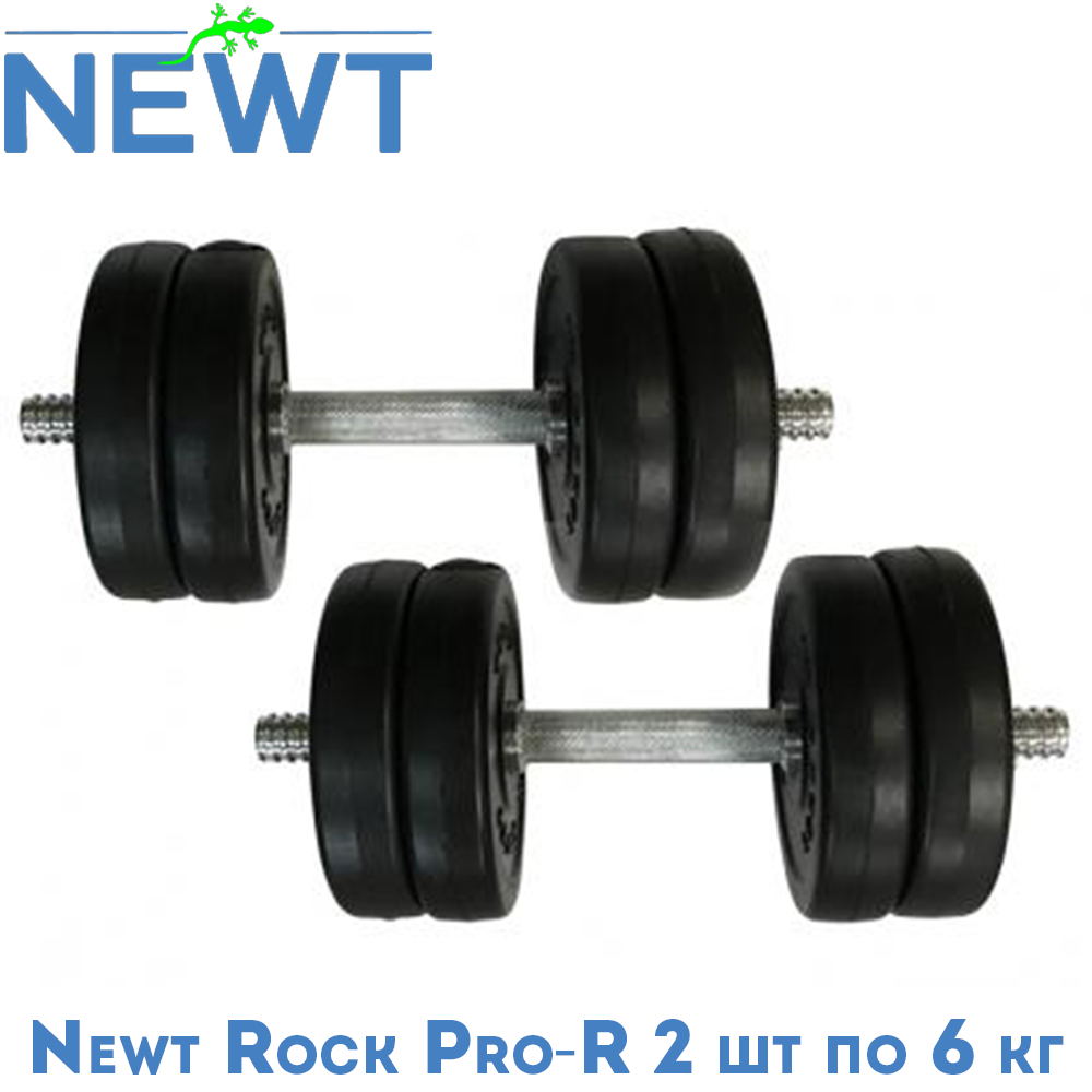 Гантелі металеві розбірні з покриттям розбірні гантелі для силових тренувань Newt Rock Pro-R 6 кг 2 шт