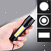 Ліхтар ручний акумуляторний світлодіодний Bailong BL-511 COB usb micro charg/Чорний BR000062, фото 9