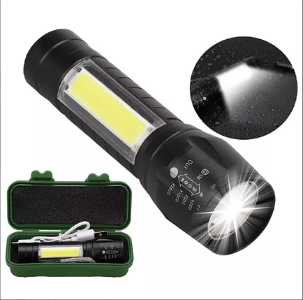 Ліхтар ручний акумуляторний світлодіодний Bailong BL-511 COB usb micro charg/Чорний BR000062, фото 1