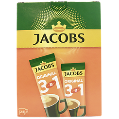 Кавовий напій Якобс 3в1 оригінальний Jacobs original 24*12g 10пач/ящ (Код: 00-00013565)