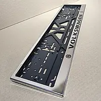Рамка номерного знака из нержавеющей стали с надписью VOLKSWAGEN (1 шт) .Рамка номера из нержавейки VW