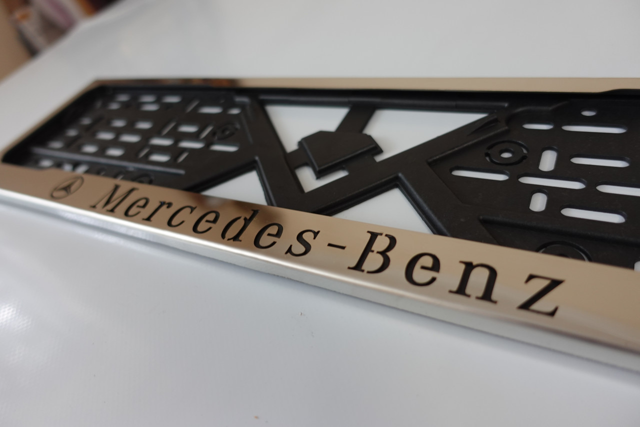 Рамка номерного знака из нержавеющей стали с надписью MERCEDES -BENZ(1 шт). Рамка номера из нержавейки - фото 2 - id-p1761688538