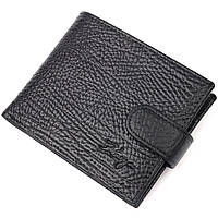 Класичний чоловічий гаманець із хлястиком із натуральної шкіри KARYA 21079 Чорний