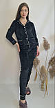 Стильна жіноча піжама на ґудзиках домашній костюм велюровий чорний т.м. Lekol, фото 6