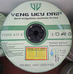 Крапельна стрічка для поливу 6 mil через 30 см, 3000 м 1.1 л/год в-во Корея Veng Wey Drip