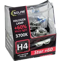 Лампочка галогенная H4 P43t 12V-60/55Вт (Solar) 3700K (Starlight) 60 (кт. 2шт)