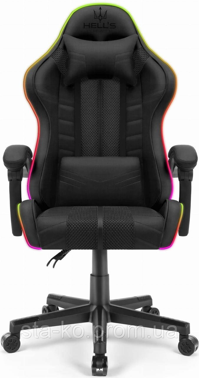 Комп'ютерне крісло Hell's Chair HC-1004 Black LED (тканина)