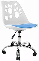 Кресло офисное, компьютерное Bonro B-881 белый с голубым сидением стул для мастера маникюра педикюра