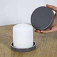 Підсвічник підставка керамічна Круг сірий 10,5 см для товстої свічки, фото 4
