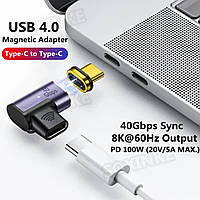 OTG адаптер магнитный для кабеля Type-С / Type-С угловой Elough 100W, USB4.0, 8К, 40 Gbps, Thunderbolt 4/3.