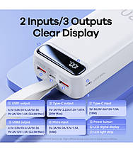 УМБ Повербанк (Powerbank) Remax Bole Series 20 Вт + 22.5 Вт PD+QC 30000 мАг з ліхтарем Білий (RPP-522), фото 3