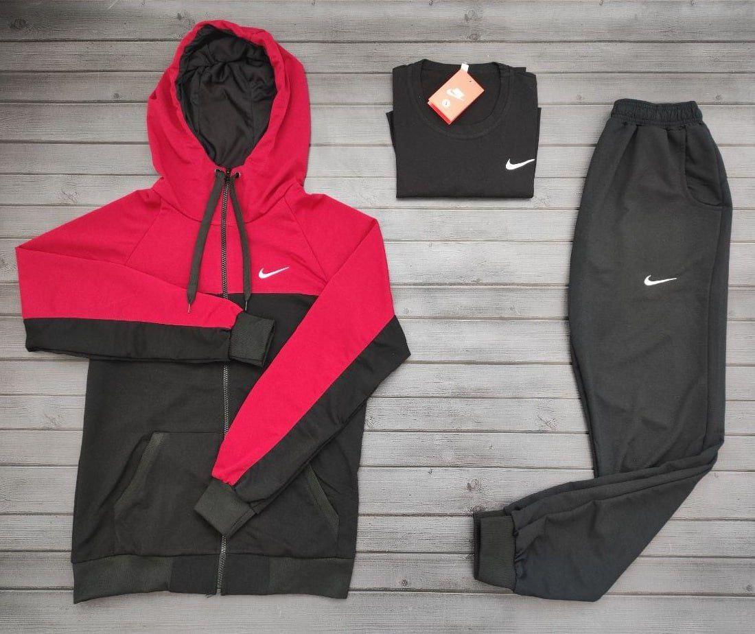 Спортивний костюм чоловічий Nike футболка весняний осінній літній червоний кофта штани найк весна осінь, фото 1
