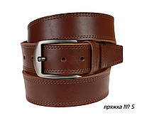 Ремінь шкіряний джинсовий подвійна строчка Leather Belt Max 115-150 см (світло-коричневий)