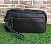 Чоловічий клатч барсетка з натуральної шкіри / чорного кольору / 23×13×7 см, фото 10