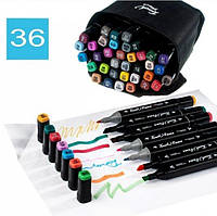 ❤️Набір маркерів для скетчіга 36 шт, двосторонні маркери, комплект кольорових скетч-маркерів