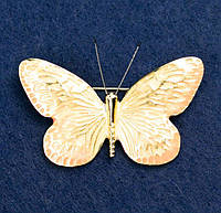 Брошка "Метелик" емаль персикового кольору , золотий колір металу 55х39мм