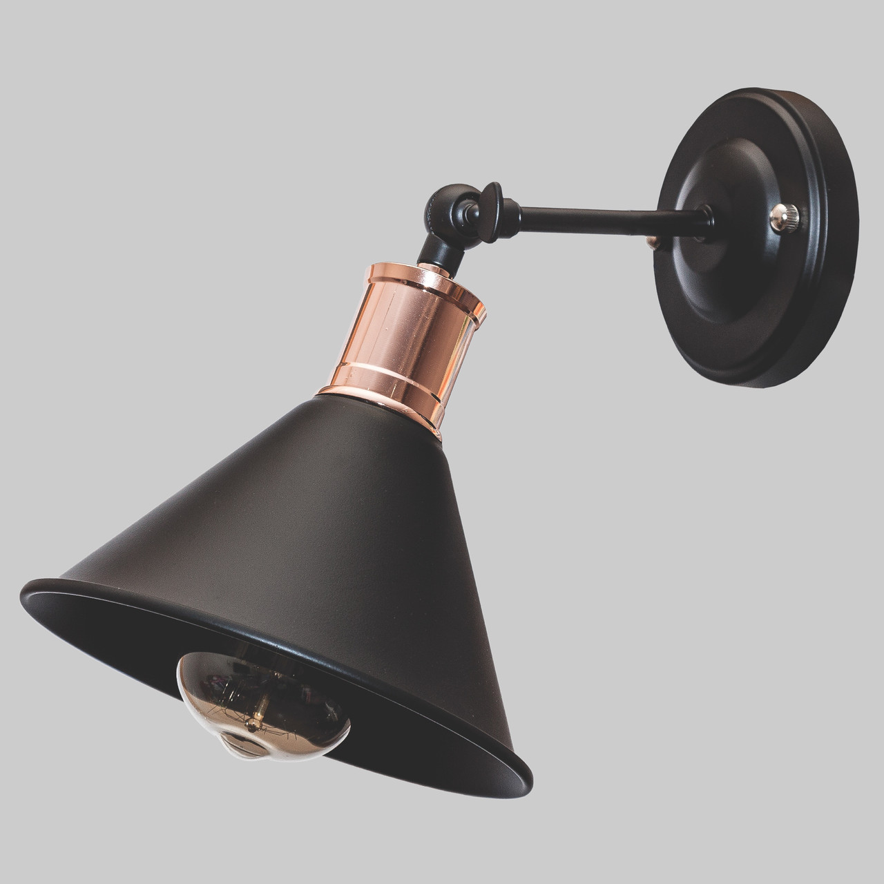 Бра чорна з патроном кольору рожеве золото (07-W102F4-1 BK)