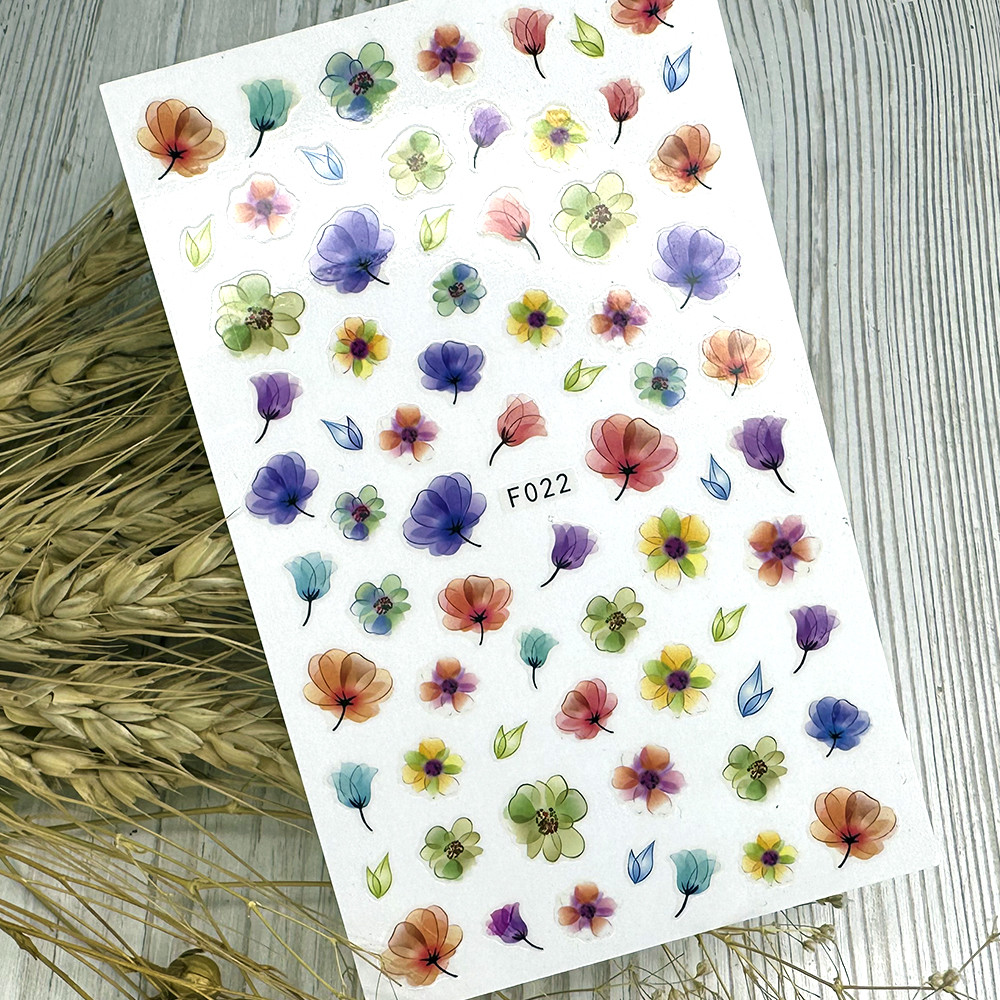 Наклейки для дизайну нігтів весна квіти Sweet Nails F 022