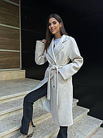 Женское демисезонное пальто Скай свободного кроя на пуговицах с поясом Gdi1904