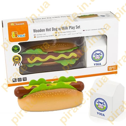 Іграшкові продукти Viga Toys Дерев'яні хот-дог і молоко (51601)