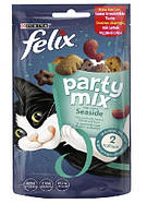 Ласощі Purina Felix Party Mix Ocean Mix для котів, океанічний мікс зі смаком лосося та форелі, 60 г.