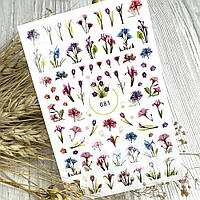 Наклейки для дизайна ногтей цветы Spring flowers Sweet Nails ЕВ 081