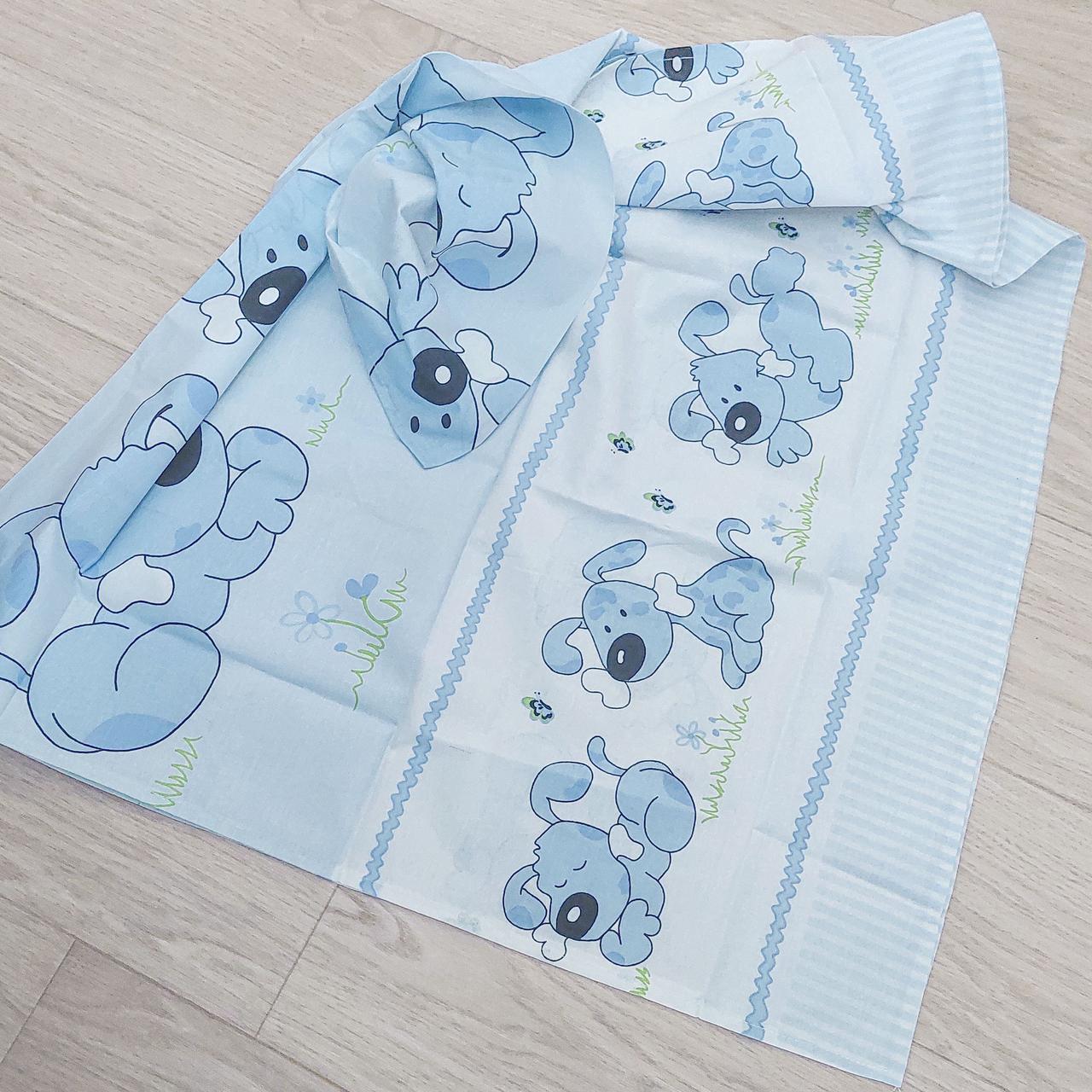 Простирадло без гумки в ліжечко 120х60 дитяче для новонародженого дитячого ліжечка бавовняне натуральне 3988