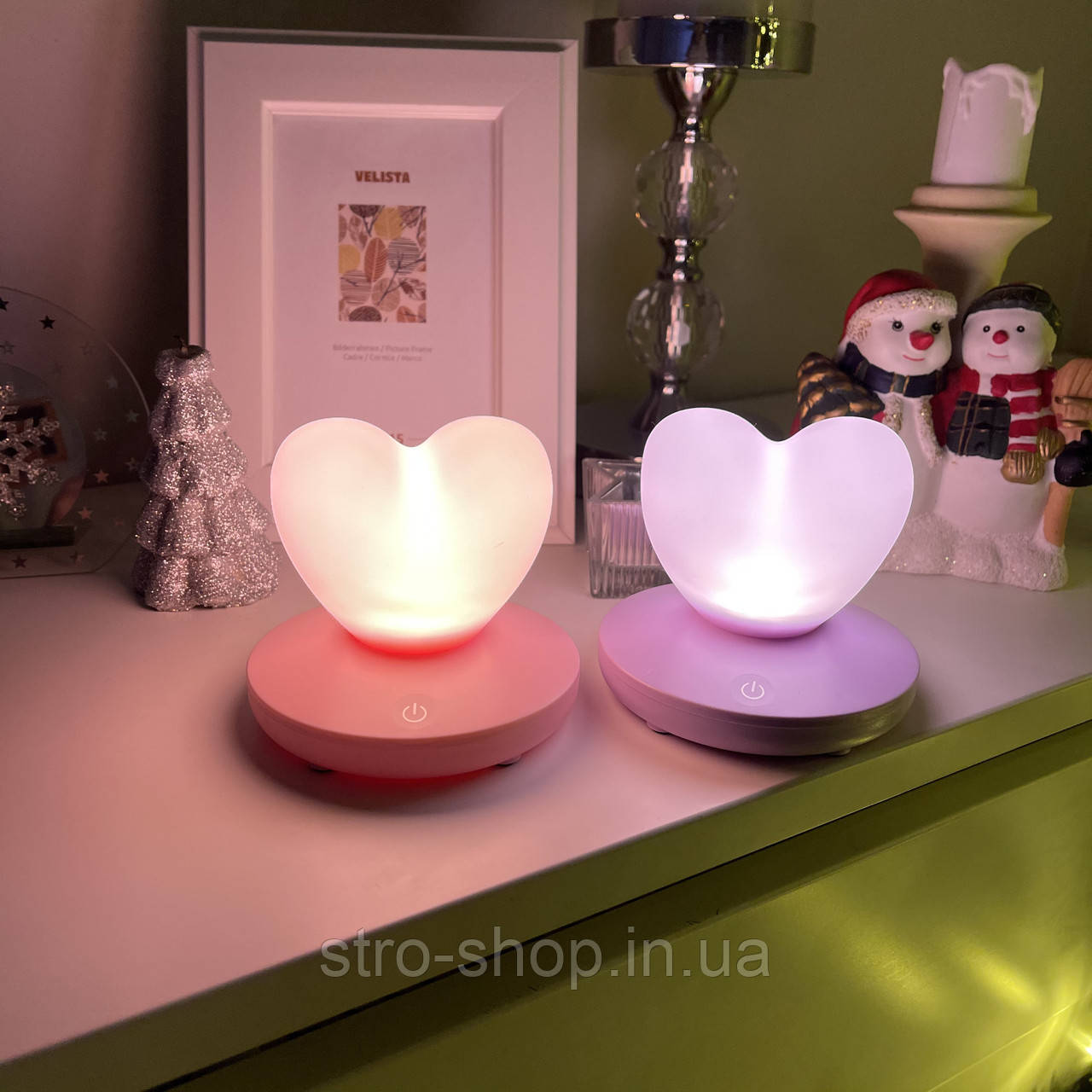 Силіконовий LED світильник-нічник Серце. Світло-фіолетові/ подарунок на 14 лютого - фото 3 - id-p1123852626