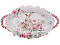 Керамічне Блюдо з ручками Великодні Кролики 358-965, фото 2