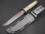 Мисливський тактичний ніж танто хакі з чохлом у піхвах 30 см дуже гострий із гарної сталі для виживання, фото 2