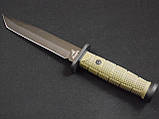 Мисливський тактичний ніж танто хакі з чохлом у піхвах 30 см дуже гострий із гарної сталі для виживання, фото 5