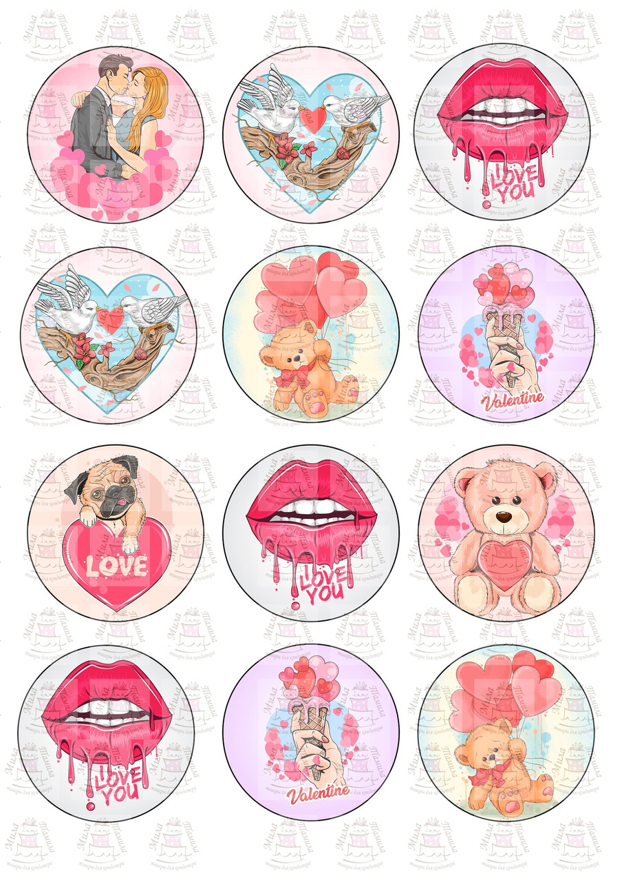 Вафельна картинка для капкейків Любов (100186)