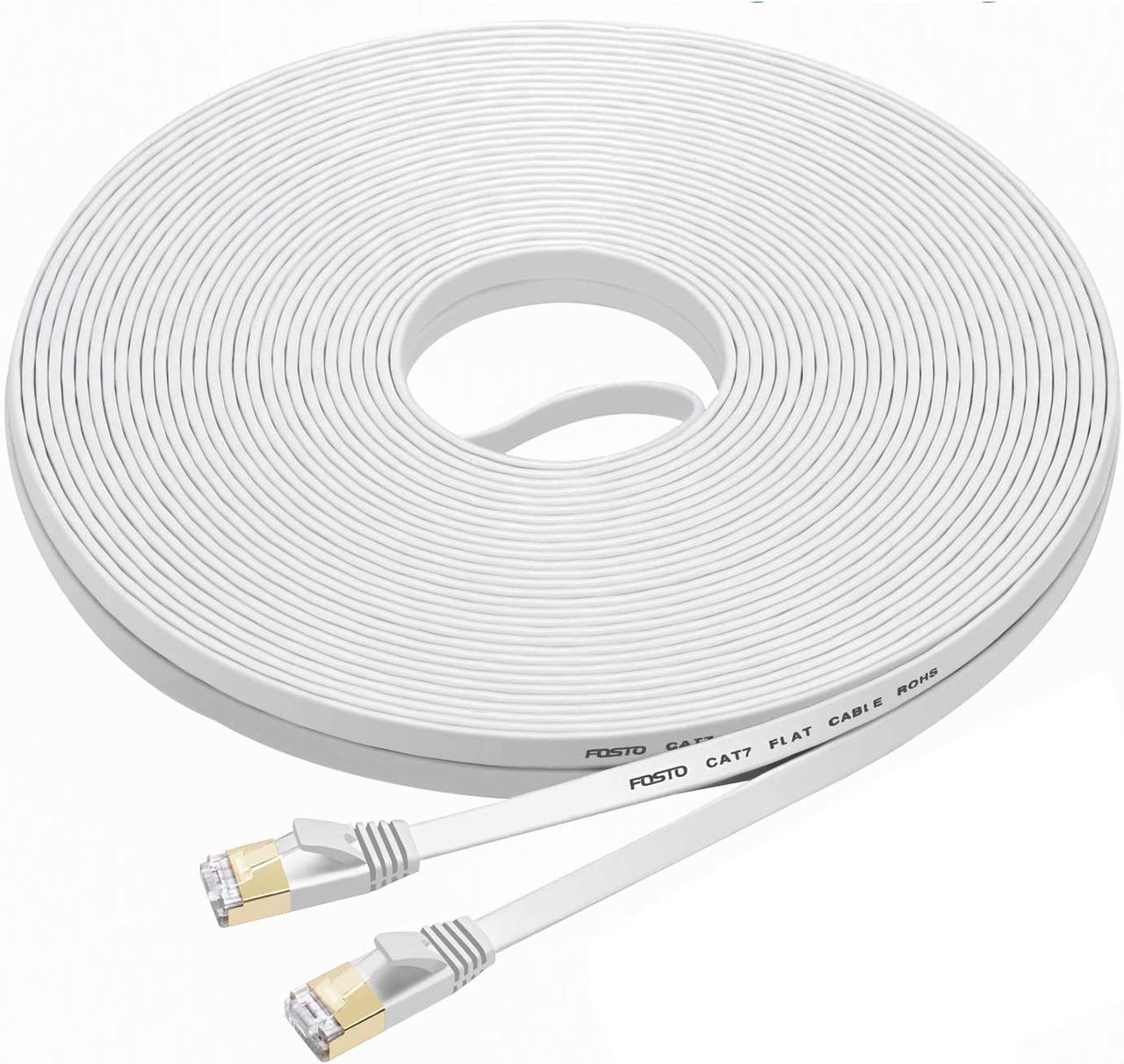 FOSTO Cat7 Ethernet кабель 20 футів, cat 7 патч-кабель плоский RJ45 високошвидкісний 10-гігабітний кабель мережі LAN для Xbox, PS4, фото 1