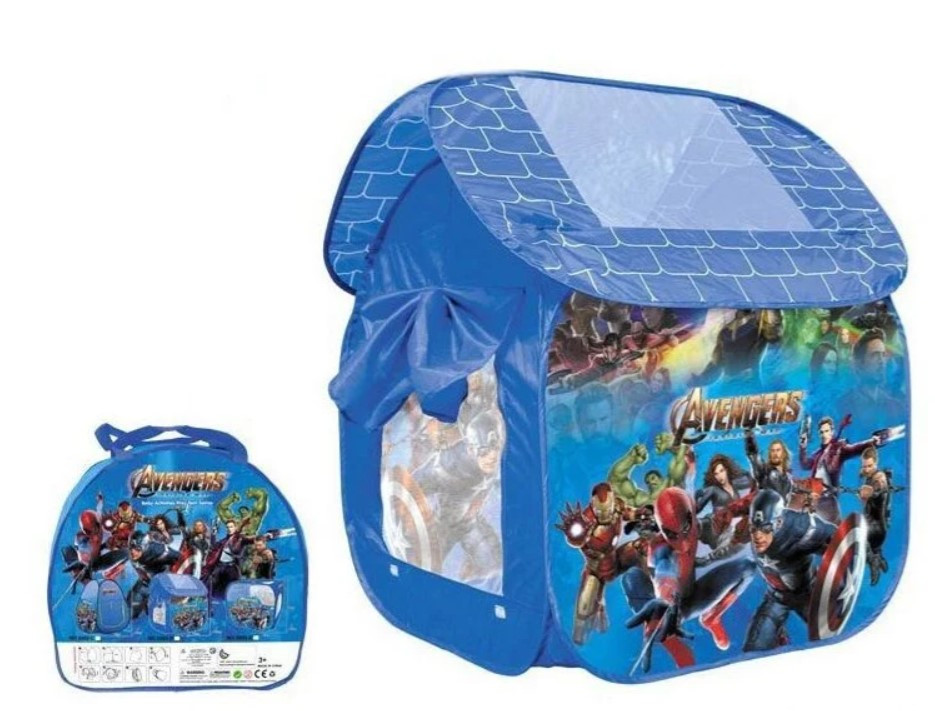 Детская игровая Палатка Х 002 D Домик "Мстители" для мальчиков 112х102х114 см (в сумке) / синяя - фото 1 - id-p1761839655