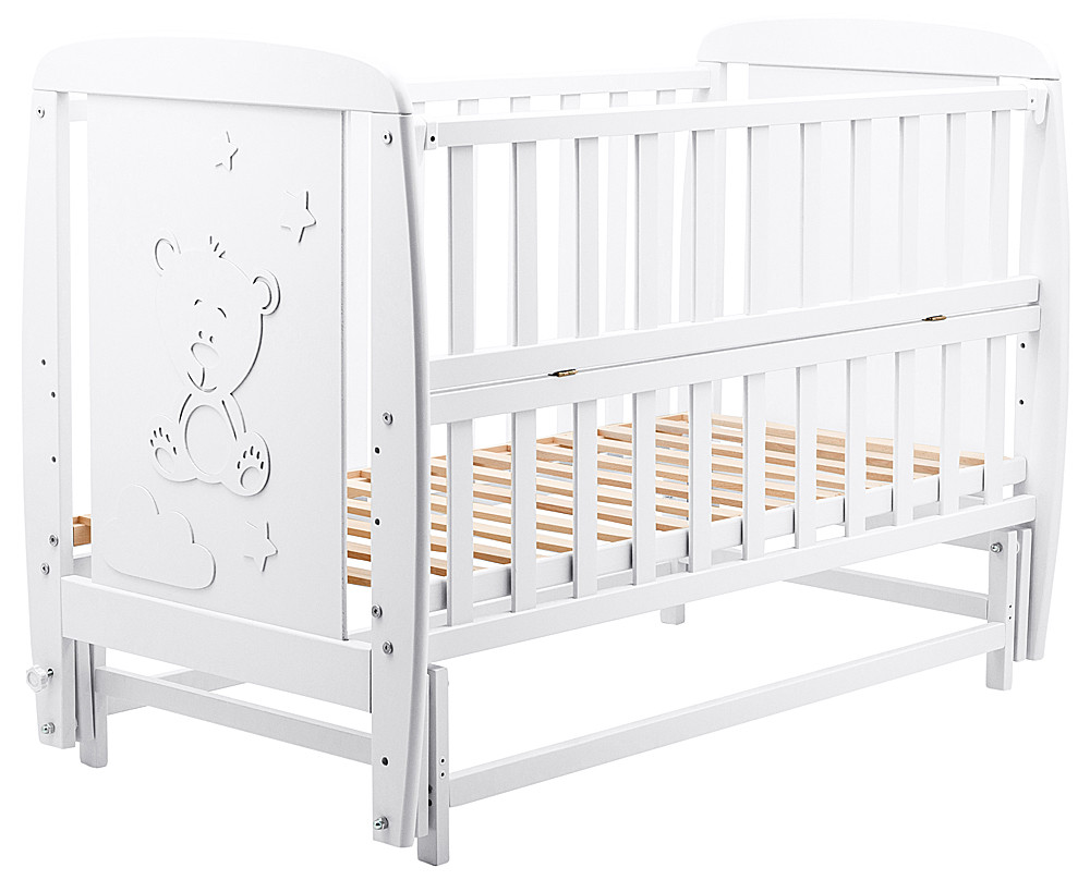 Кровать Babyroom Умка DUMO-02 маятник, откидной бок бук белый