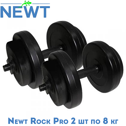 Гантелі розбірні композитні домашні гантелі пластикові для тренувань Newt Rock Pro 2 шт по 8 кг, фото 1