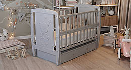 Ліжко Bair Умка UMY-3 маятник, шухляда, відкидний бік бук сірий