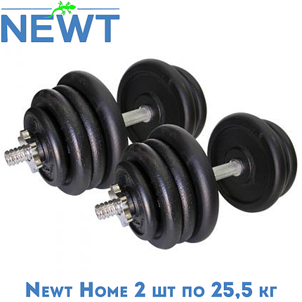 Гантелі металеві розбірні з покриттям розбірні гантелі для силових тренувань Newt Home 2 шт по 25,5 кг, фото 1