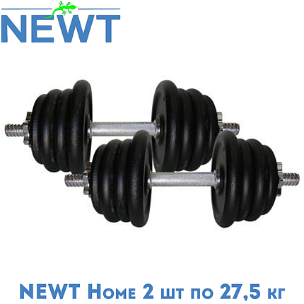 Гантелі металеві розбірні з покриттям розбірні гантелі для силових тренувань Newt Home 2 шт по 27,5 кг, фото 1
