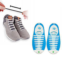 Силиконовые антишнурки для обуви Белые (компл. 8шт+8шт) эластичные шнурки без завязок для кроссовок (NT)