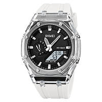 Мужские часы с Двойным циферблатом Skmei 2100WTBK White-Black