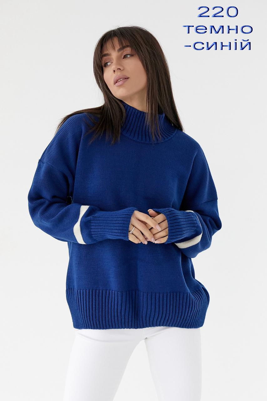 Стильний жіночий светр з високим комірцем 220 чорний - фото 3 - id-p1761849751