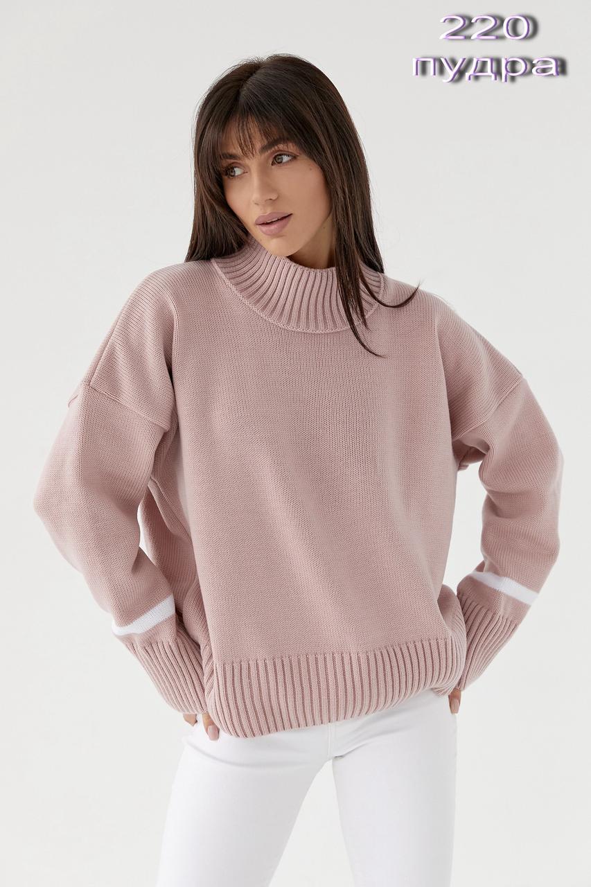 Стильний жіночий светр з високим комірцем 220 чорний - фото 5 - id-p1761849751