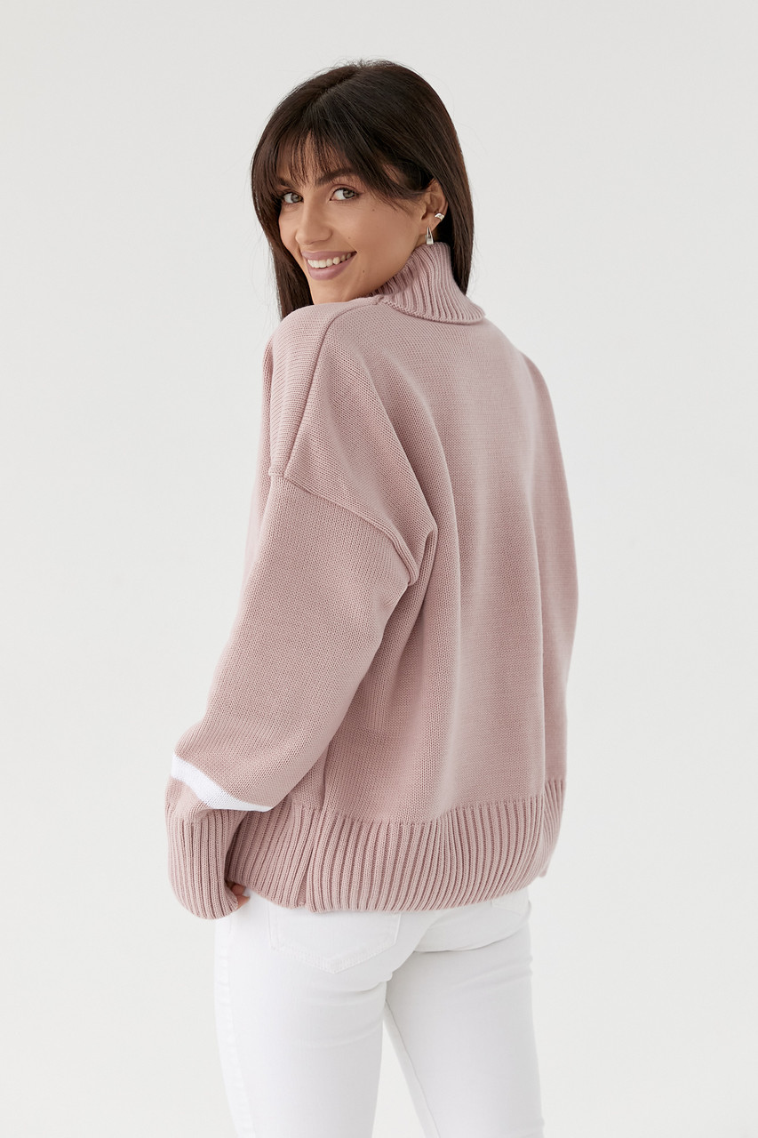 Стильний жіночий светр з високим комірцем 220 чорний - фото 6 - id-p1761849751